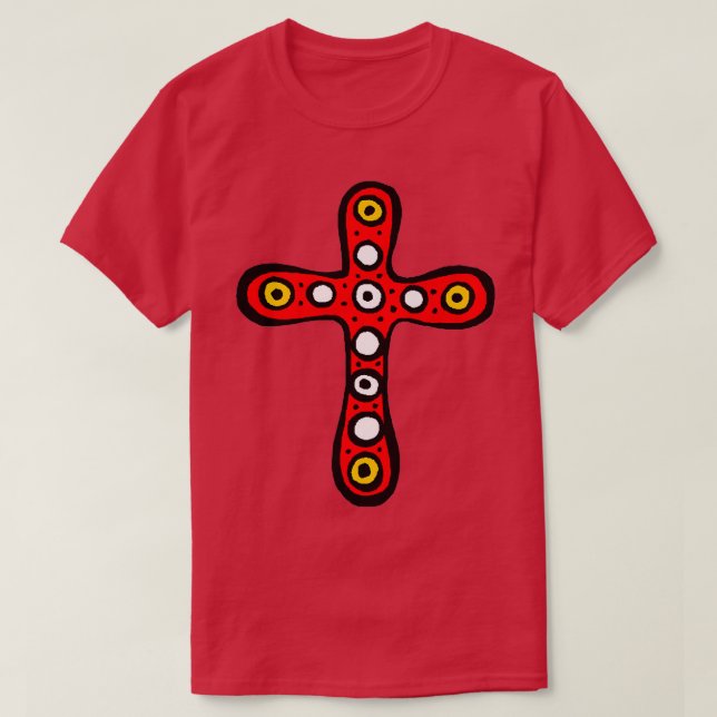 T-shirt Cute Aztec Maya Longue CROIX Grand Rouge (Design devant)
