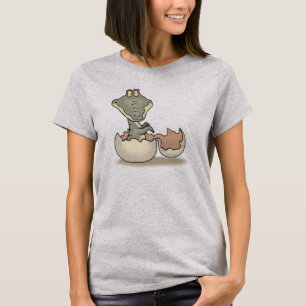 T-shirt Cute Baby Alligator Cartoon Hatching from Eggshell