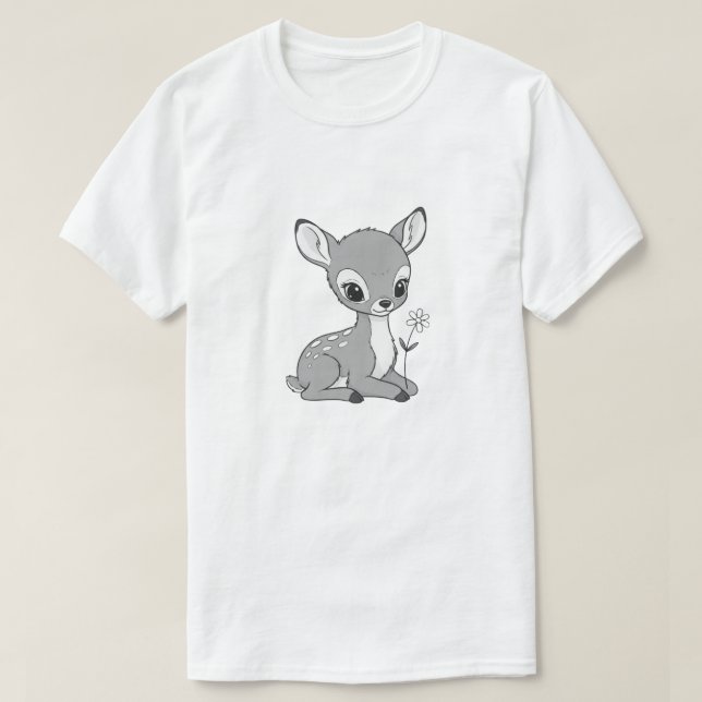 T-shirt Cute Baby Deer Nursery Wall Art – Woodland Animal (Design devant)