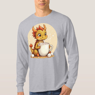 T-shirt Cute Baby Dragon Hot Chocolate Kids Kawaii Cozy De