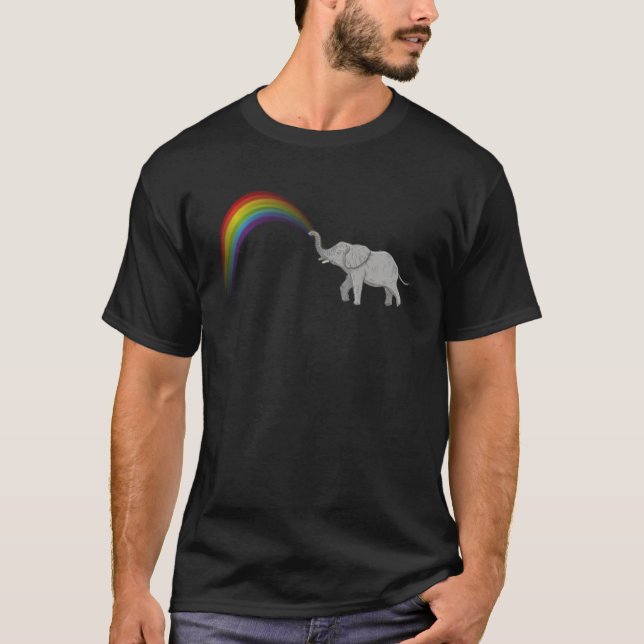 T-shirt Cute Baby Elephant Spraying Rainbow Animal Elephan (Devant)