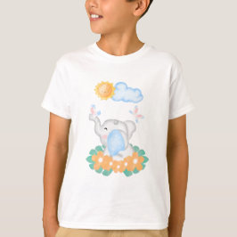 T-shirt Cute Baby Elephant with orange flowers