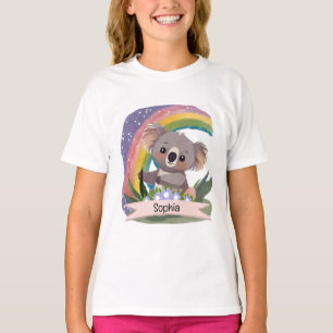 T-shirt Cute Baby Koala Rainbow Nom personnalisé