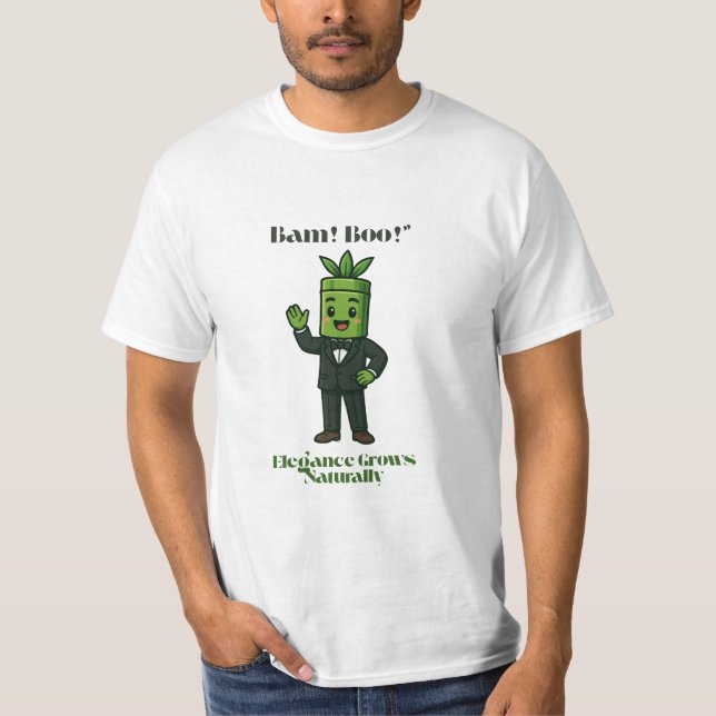 T-shirt Cute Bamboo Gentleman | Funny Kawaii Plante pour E (Devant)