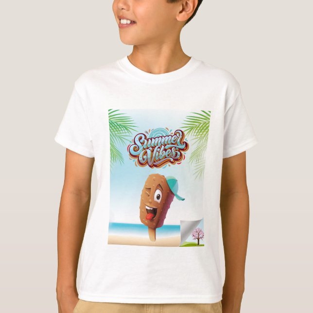 T-shirt Cute Beach Vacances glace sur mesure Enfants été (Devant)