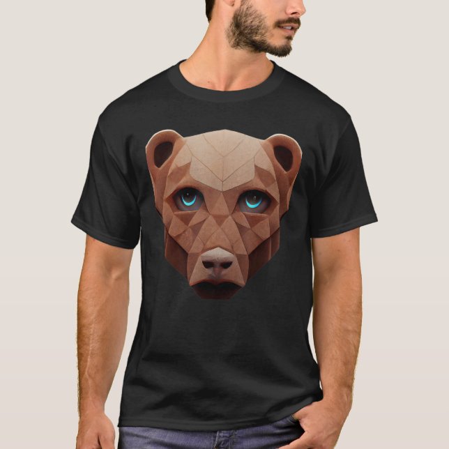 T-shirt Cute Bear Head Polygon Low Poly Bears 1 (Devant)