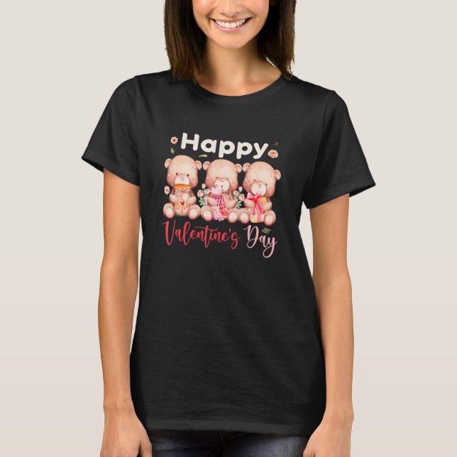 T-shirt Cute Bears Happy Valentine's Day (Devant)