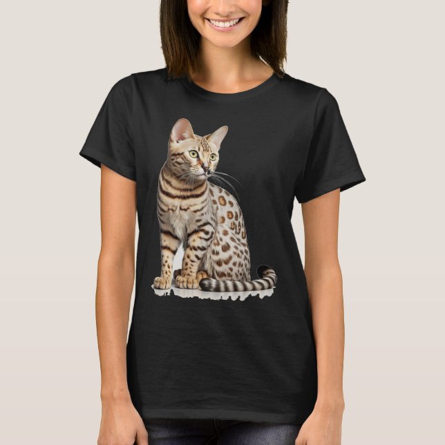 T-shirt Cute Bengal Cat with classic (Devant)