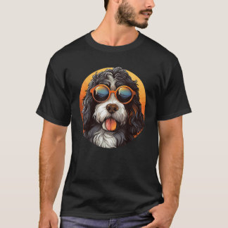T-shirt Cute Bernedoodle With Sunglasses Colorful Graphic 