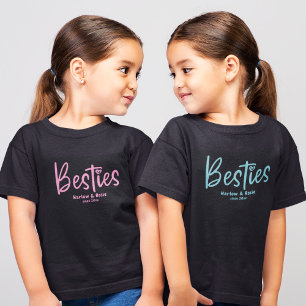 T-shirt Cute Besties BFF Best Friends Your Names Pink