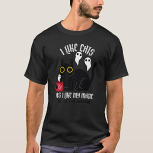 T-shirt Cute Black Kitty Aiguille Avec Fantômes Black Magi