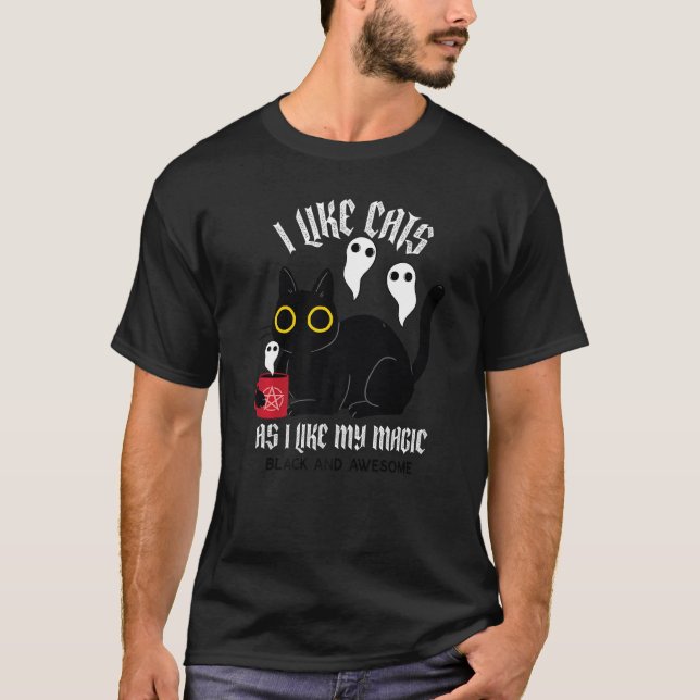 T-shirt Cute Black Kitty Aiguille Avec Fantômes Black Magi (Devant)