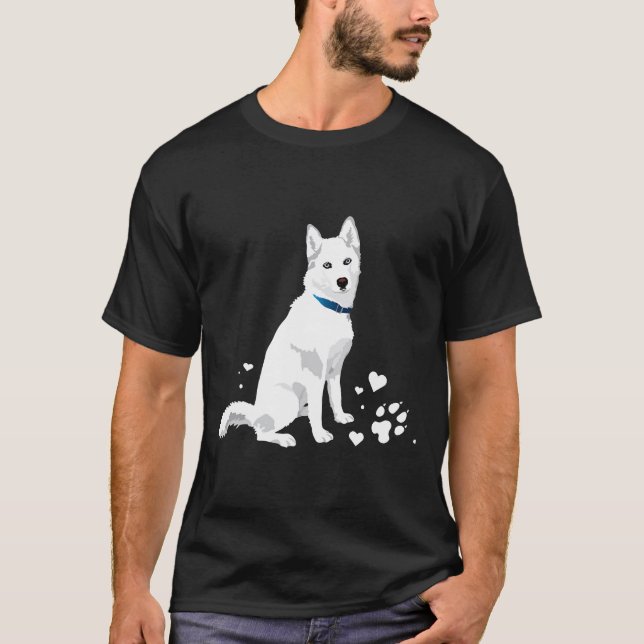 T-shirt Cute blanc Husky Sibérien Doux Chien Blanche Neige (Devant)