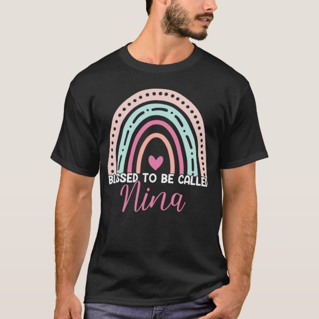 T-shirt Cute Blessed To Be Called Nina Rainbow Mom Grandma (Devant)