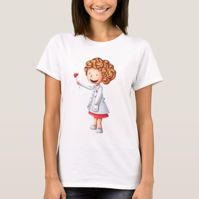 T-shirt Cute Blond Nurse Illustré (Devant)