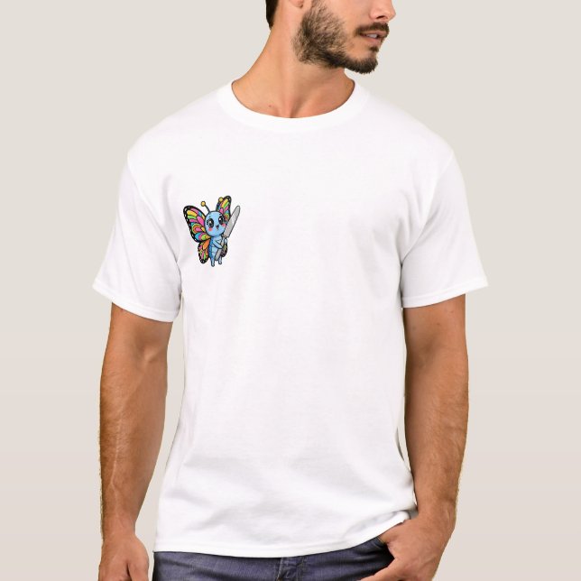 T-shirt Cute Blue Butterfly Cartoon (Devant)