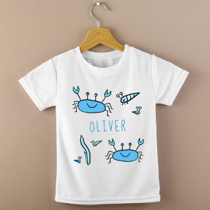 T-shirt Cute Blue Crab Sea Animaux Nom du garçon