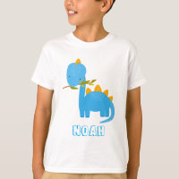 Cute Blue Dinosaures Nom Personnalisé Garçons T-Sh