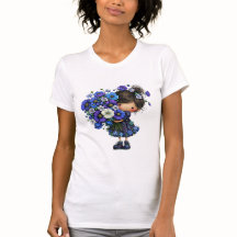 Cute Blue Floral Girl Bouquet Art Design