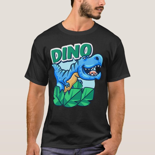 T-shirt Cute Blue Little Dino (Devant)