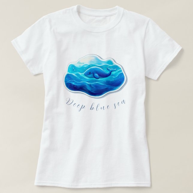 T-shirt Cute Blue Whale (Design devant)