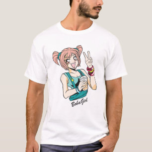 T-shirt Cute Boba Girl Anime Girl Boire Un Thé De Bulle