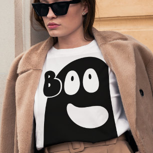 T-shirt Cute Boo Ghost Halloween Thème noir blanc
