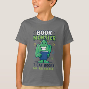 T-shirt 'Cute Book Monster Reading' pour enfants -
