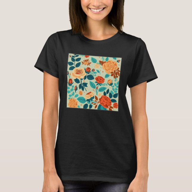 T-shirt Cute Botanical Roses Illustration Gorgeous Flower  (Devant)