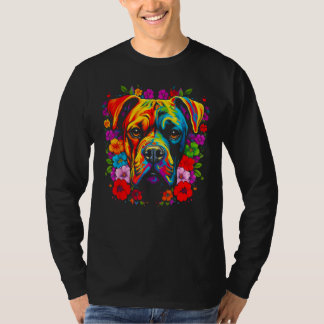 T-shirt Cute Boxer Dog Flowers