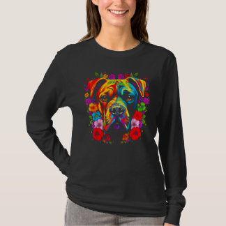 T-shirt Cute Boxer Dog Flowers