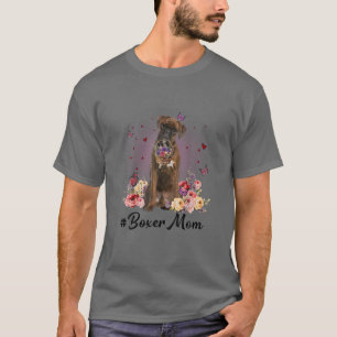 T-shirt Cute Boxer Maman Fleur Joyeux Fête des Mères Amour