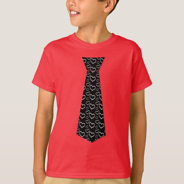T-shirt Cute Boys Heart Necktie Saint Valentin (Devant)
