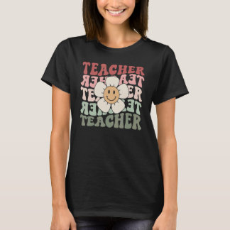 T-shirt Cute Branché Professeur Fleur Retro Enseignant