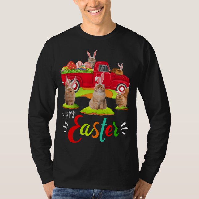 T-shirt Cute Bunny Chats Perse équitation Camion Rouge Hap (Devant)