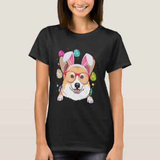 T-shirt Cute Bunny Corgi Dog Face Easter Eggs Easter Day