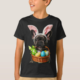 T-shirt Cute Bunny Ear Français Bulldog Chien Oeufs de Pâq