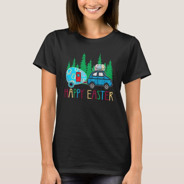 T-shirt Cute Bunny Eggs Easter Camping Happy Easter Day Ca (Devant)