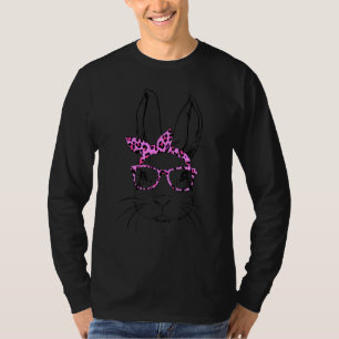 T-shirt Cute Bunny Face Leopard lunettes Headband Happy Ea