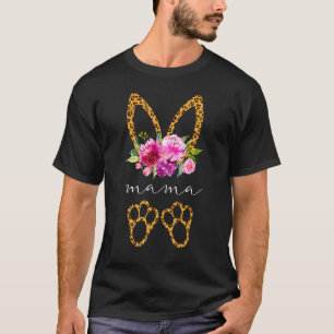 T-shirt Cute Bunny Face léopard lunettes Headband Mama