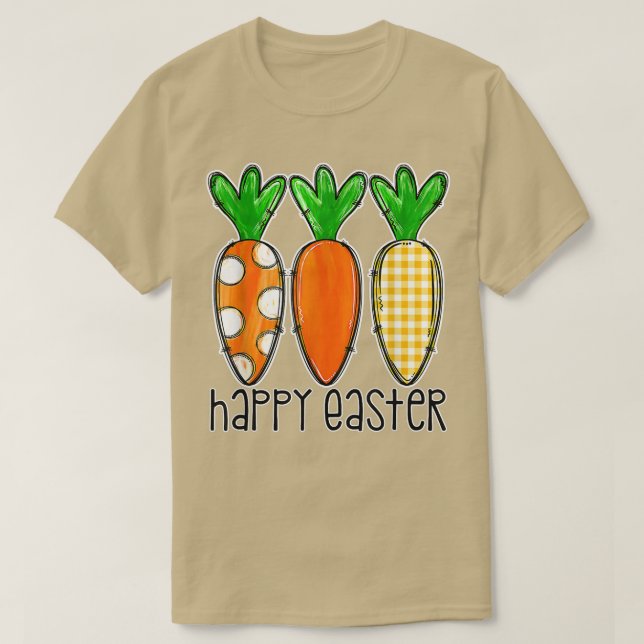 T-shirt Cute Bunny Leopard Plaid Carottes Oeufs Chasse Heu (Design devant)