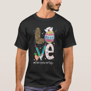 T-shirt Cute Bunny Love Caregiver Life Leopard Oeuf de Pâq
