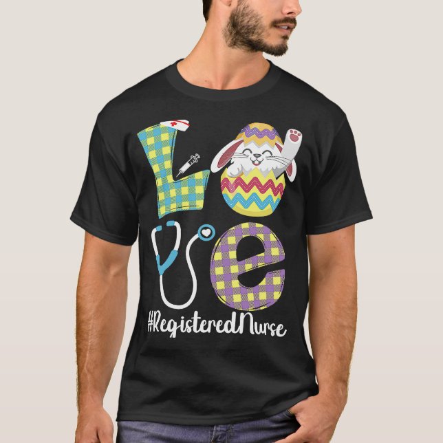 T-shirt Cute Bunny Love Infirmière inscrite Pâques RN Infi (Devant)