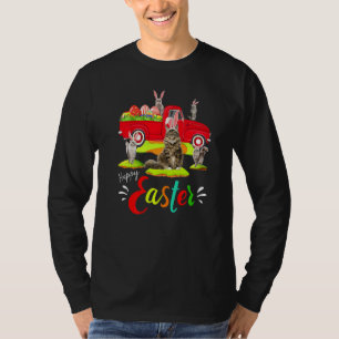 T-shirt Cute Bunny Maine Chats Coon Riding Camion Rouge He