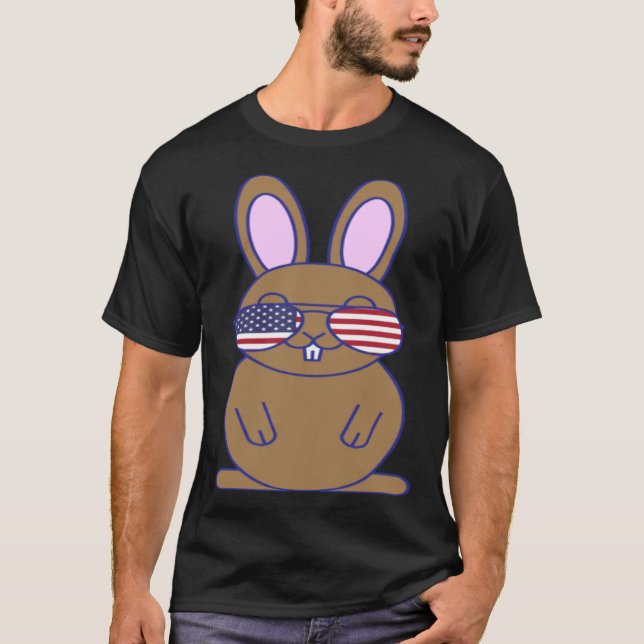 T-shirt Cute Bunny Rabbit 4th of July Independence Day Men (Devant)