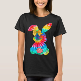 T-shirt Cute Bunny Rabbit Tie Dye Bow Tie Easter Day Girls