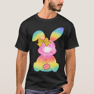 T-shirt Cute Bunny Rabbit Tie Dye Bow Tie Easter Day Girls