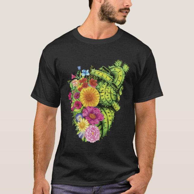 T-shirt Cute Cactus Desert Flower Heart Cacti Succulents P (Devant)