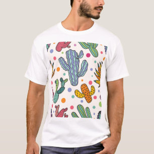 T-shirt Cute Cactus Vintage Motif sans couture