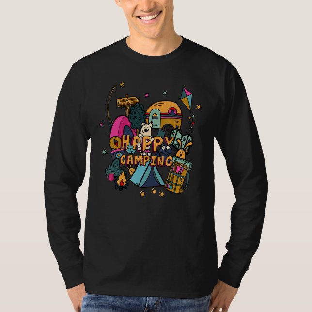 T-shirt Cute Camping Bear Happy Camping Nature Kid Campers (Devant)